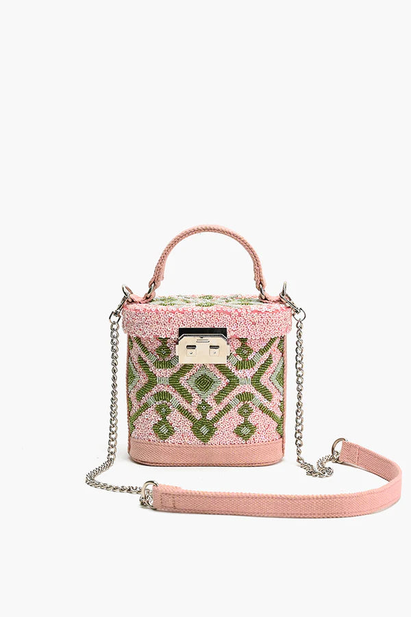 PINK MUSE EMBELLISHED HANDHELD BAG