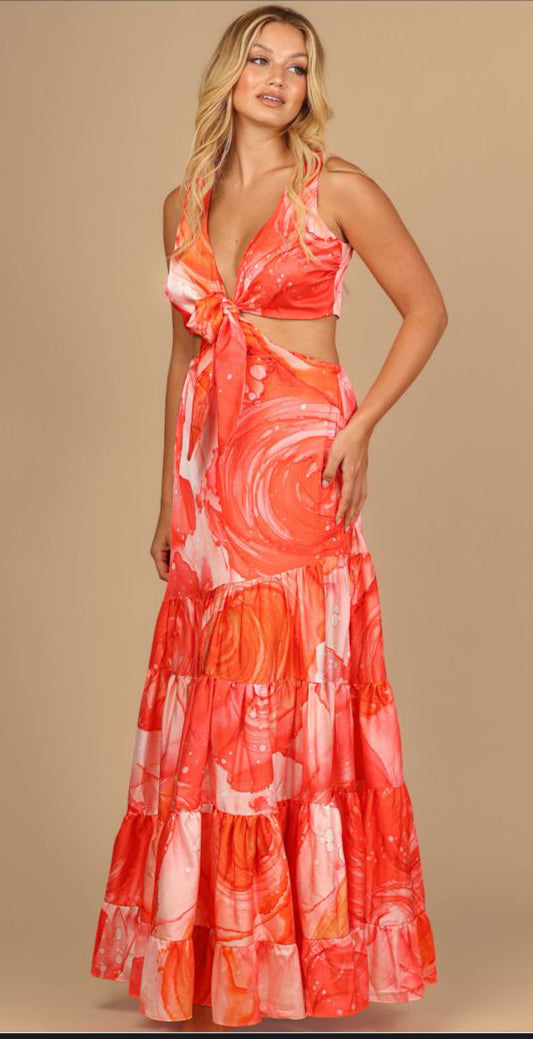 Georgette art maxi dress