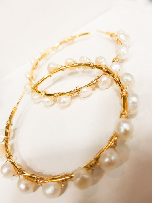 PEARL HOOP EARRINGS