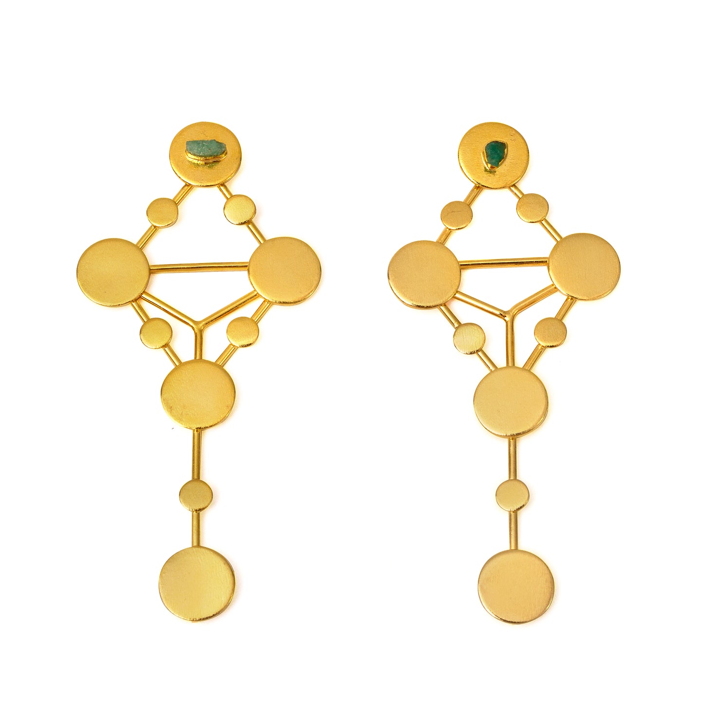 GENESIS RAW EMERALDS 24K GOLD PLATED EARRINGS