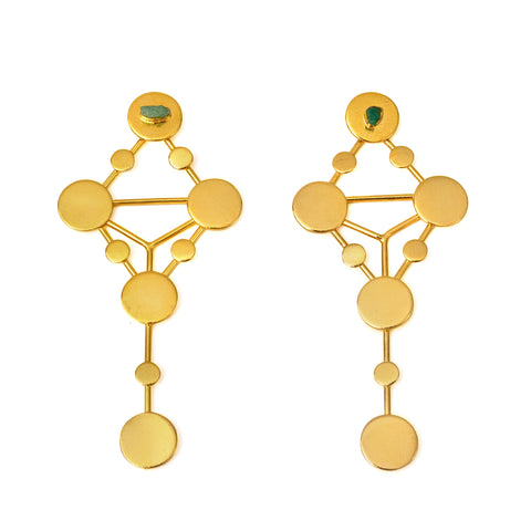 24K Gold Plated Bar Stud Earrings 15x2mm