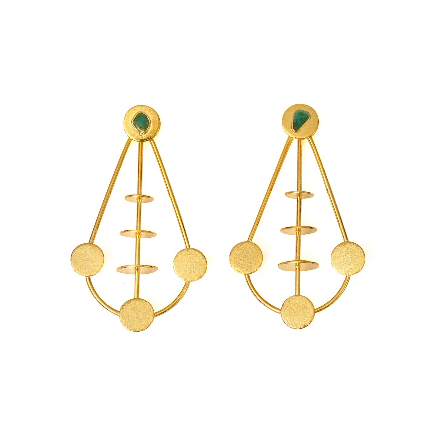 BALANCE RAW EMERALDS 24K GOLD PLATED EARRINGS