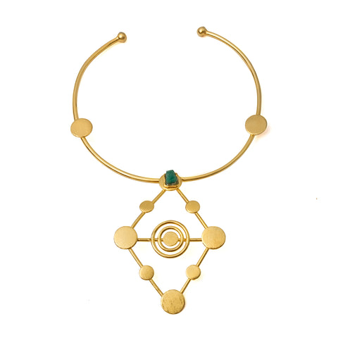  Raw Emerald  gold plated necklace