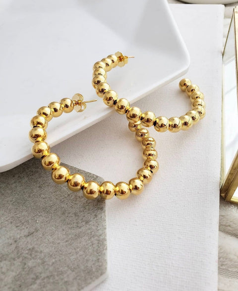  Hoops with gold with plated beads