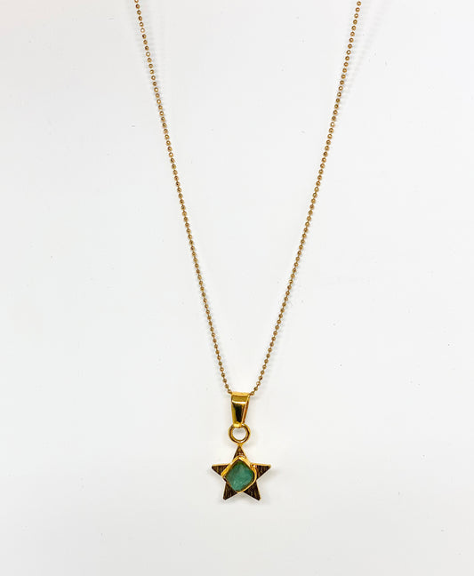 Star charm emerald necklace