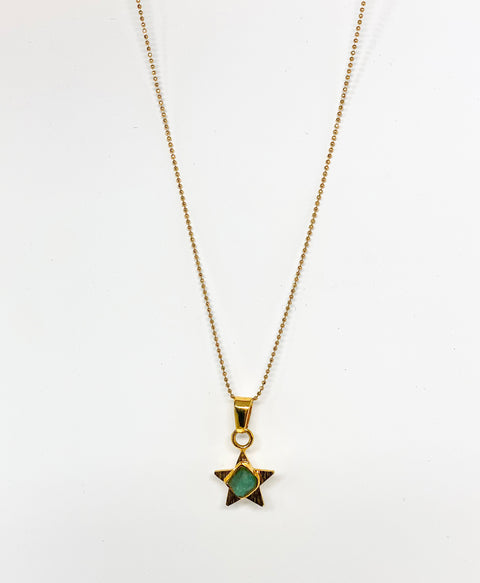  Star charm emerald necklace