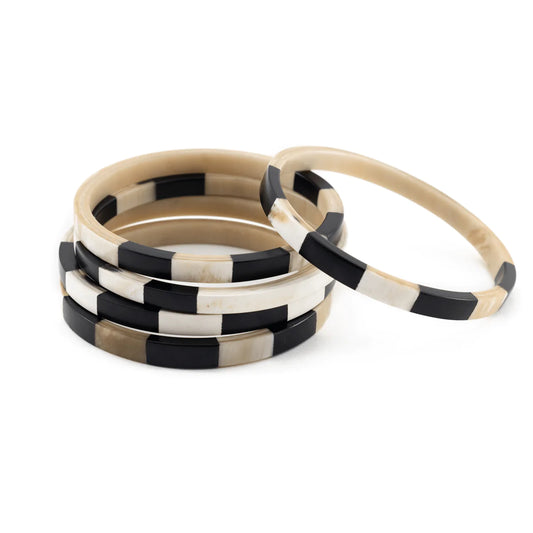 Black and White Tile Bangle Set