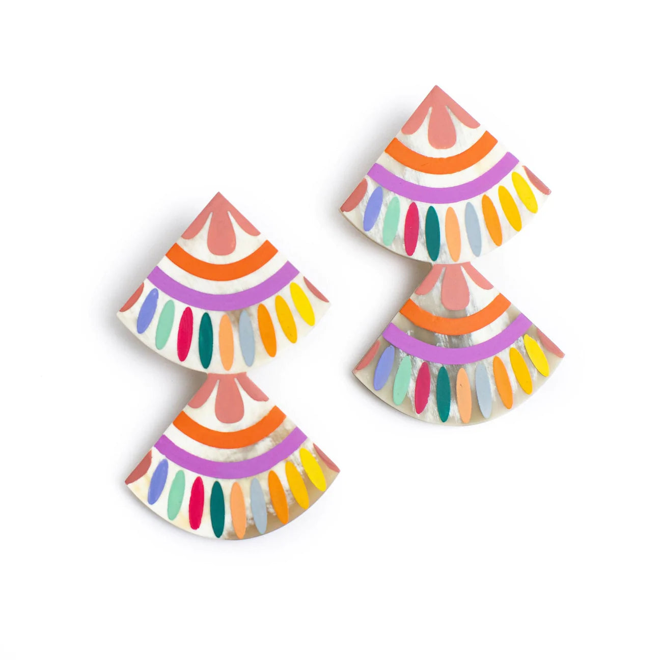 Rainbow Double Tile Earrings