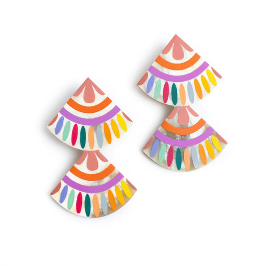 Rainbow Double Tile Earrings